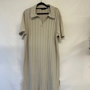 F&F Beige Striped Polo Top